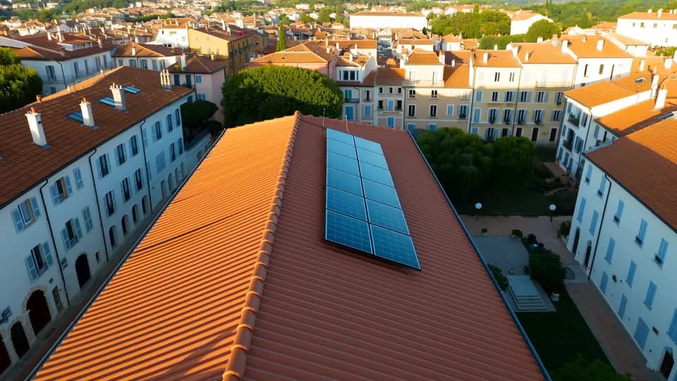 Vista dall’alto di un tetto condominiale